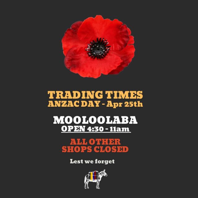 🌺 Our doors will be open from 4:30 am tomorrow at Mooloolaba. Join us bright and early for a coffee and a heartfelt start to Anzac Day before the service. We will be paying tribute to the courage and sacrifice of all Australian veterans. Lest we forget 🐴